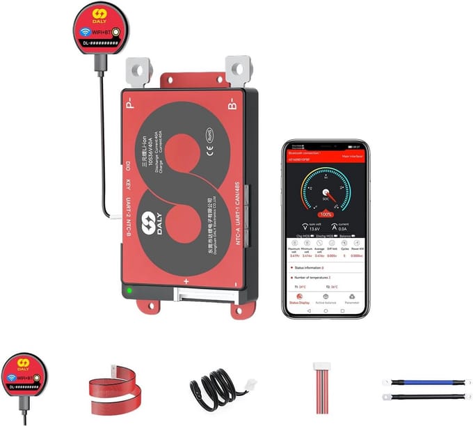Smart BMS 10S 36V 40A Li-ion Batterij Beveiligingsmodule met WiFi en RS485/CAN Communicatie