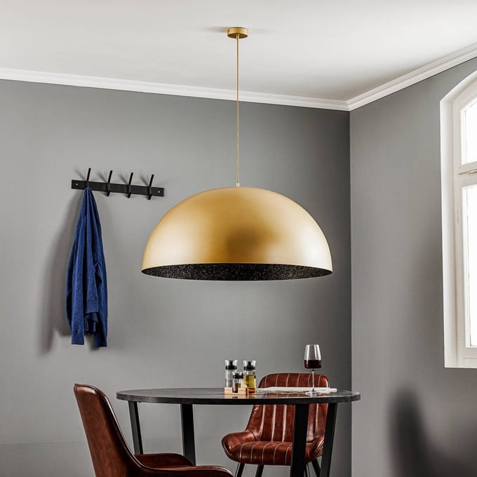 SIGMA Hanglamp Fera, goud/zwart gespikkeld, Ø90cm