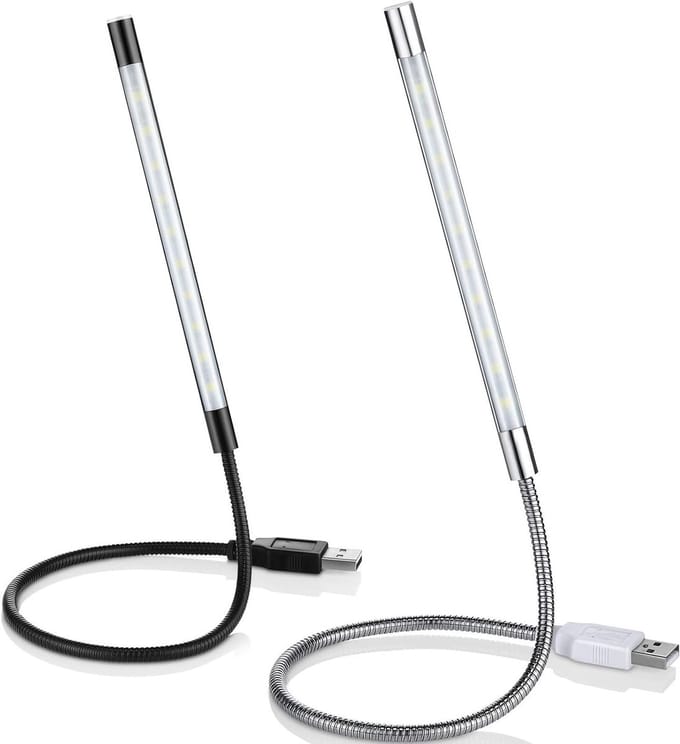Pack van 2 Flexibele USB LED Leeslampen met Dimbare Touchschakelaar voor Laptop en Boekverlichting