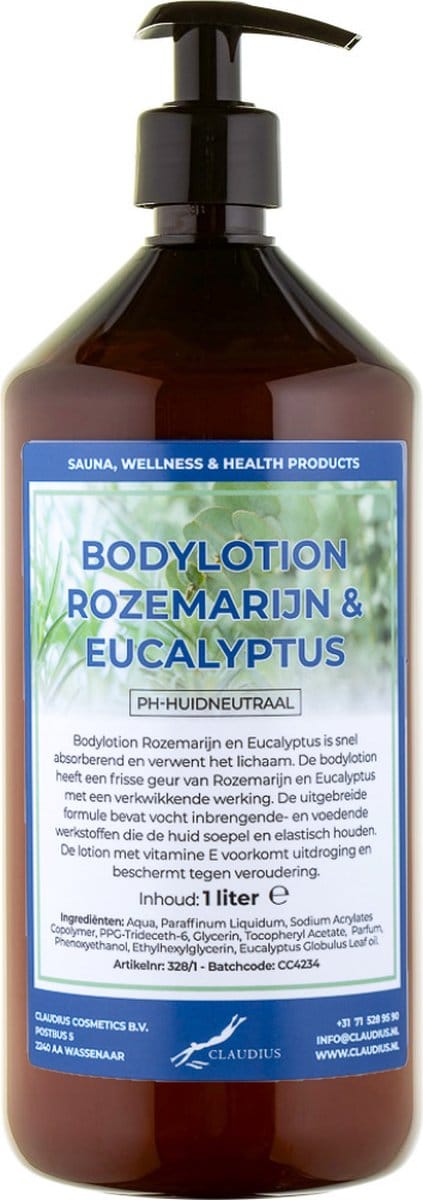 Bodylotion Rozemarijn & Eucalyptus 1 Liter - met gratis pomp