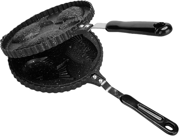 Vis Wafelijzer - Cake Pan - Snacks Maken - Non-stick Coating - 41 x 20 cm - Zwart