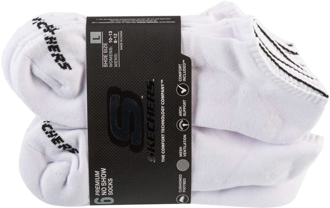 Skechers 6-pack Unisex 1/2 Terry Crew, Unisex witte Sokken 41-46 wit