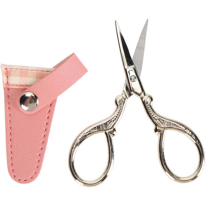 Ciseaux à broder et ensemble de housse en cuir PU Acier inoxydable Ciseaux de couture de tricotage d'enfilage pour pink