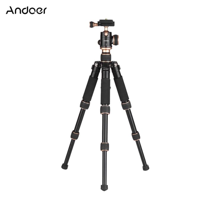 Mini trépied de table Portable de voyage de 53cm avec plaque à dégagement rapide à tête sphérique black