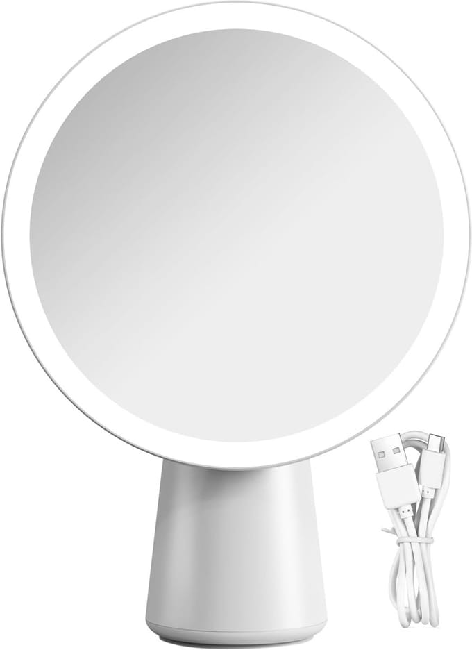 Make-up Spiegel - Verlichte Spiegel - Dagelijkse Verzorging - Oplaadbaar met 3 Dimstanden - 7.6 Inch Diameter - Wit