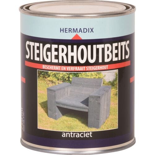 Hermadix Steigerhoutbeits - 0,75 liter - Antraciet
