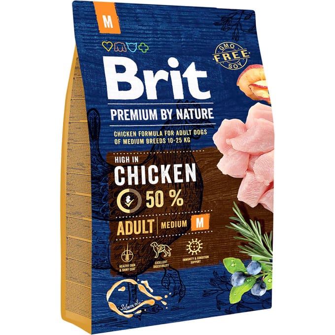 Brit Premium by nature Adult Medium 3kg 45% vlees!