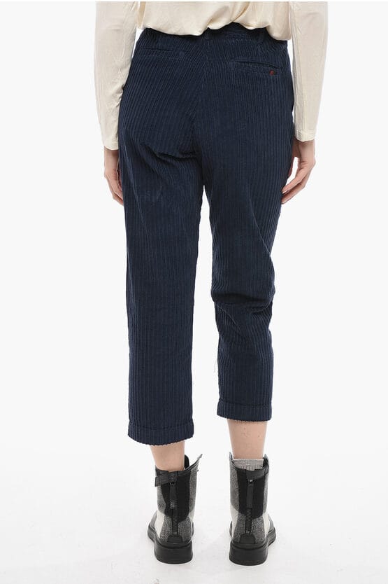Corduroy broek met brede pasvorm in blauw