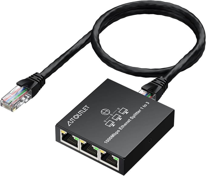 Ethernet Splitter 1 naar 3 Poorten Netwerkverdeler