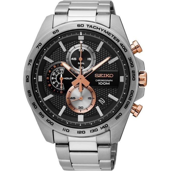 Seiko 45mm edelstalen chronograaf | SSB281P1