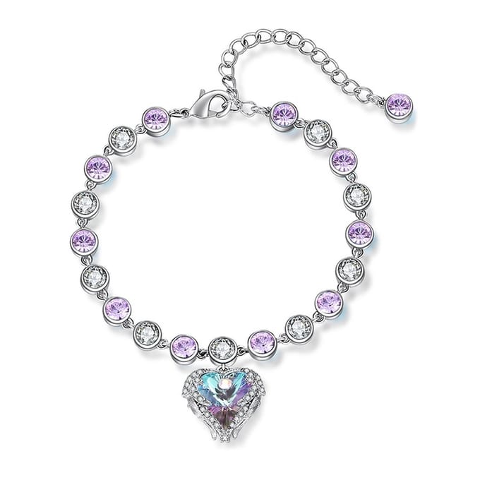 Paarse Kristal Hart Armband
