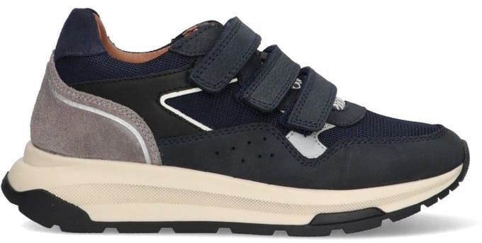 Braqeez 425972-420 Jongens Lage Sneakers - Blauw - Leer - Klittenband