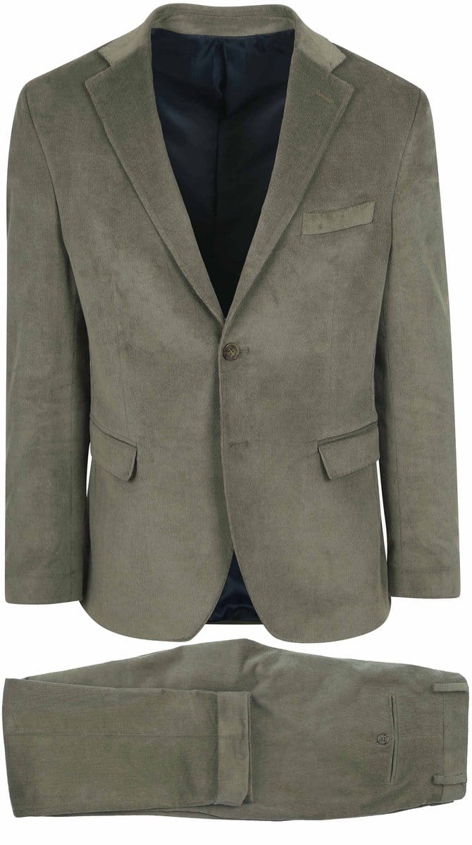 Suitable Corduroy Kostuum Groen - Maat 52 - Heren - Ribstructuur - Volwassen mannen