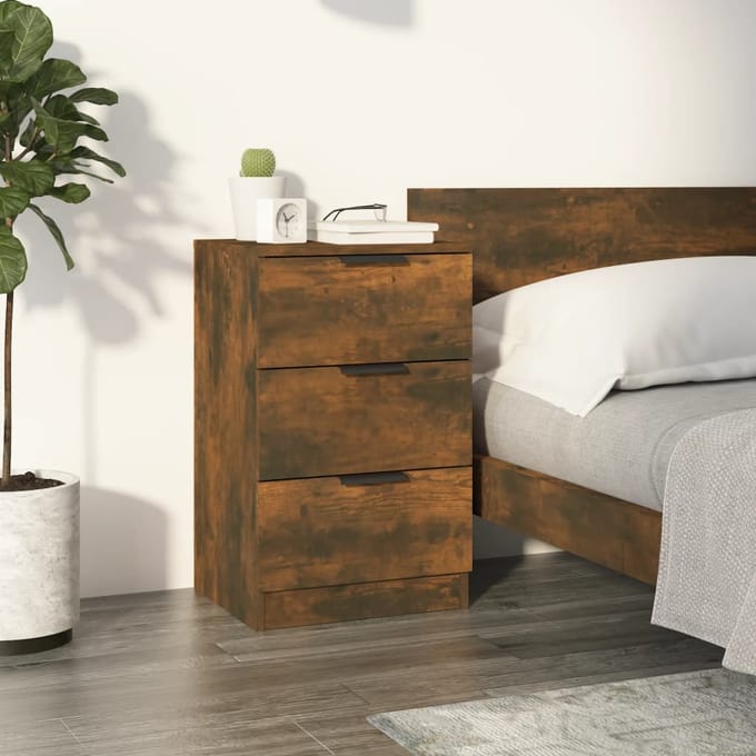 vidaXL - Nachtkastje - 40x36x65 - cm - gerookt - eikenkleurig