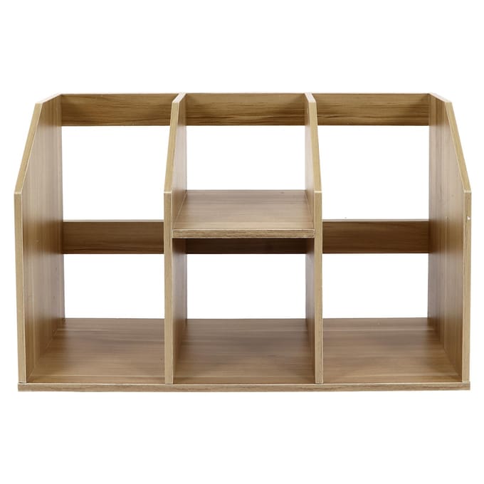 Étagère de bureau multi-niveaux Grande capacité Structure compacte Étagère à livres simple en bois pour bureau à domicile brown