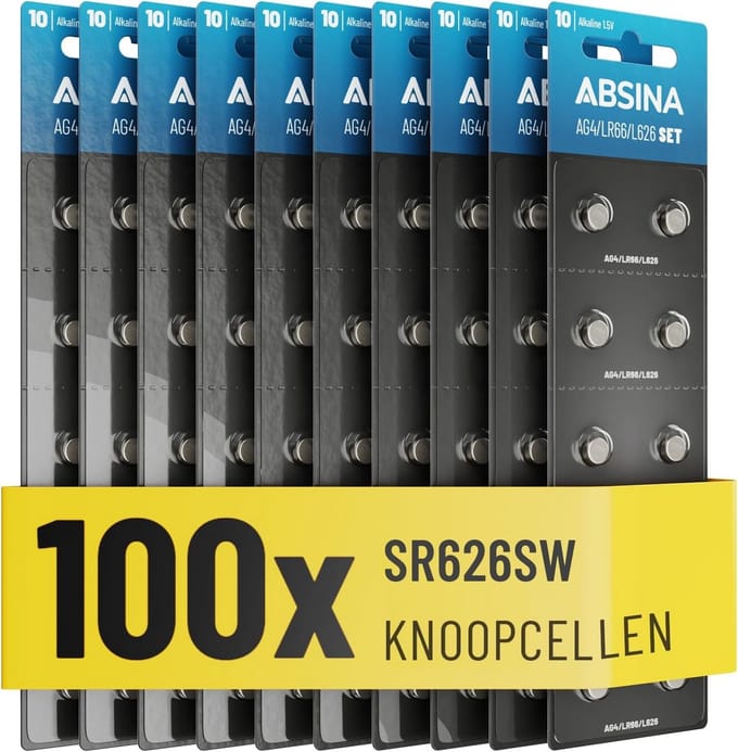 100-Pack 1.5V Alkaline Knoopcelbatterijen Lekvrij en Lange Houdbaarheid