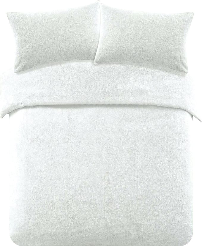 Decoware® Teddy fleece dekbedovertrek - Wit - 200x220 + 2st 60x70 cm