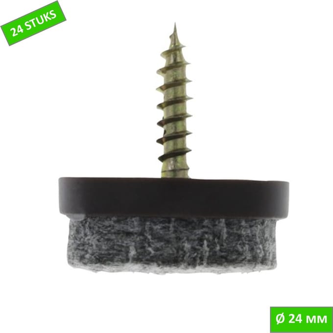 TARROX viltglijder - Schroefbaar - Ø 24 mm - Bruin - 24 stuks