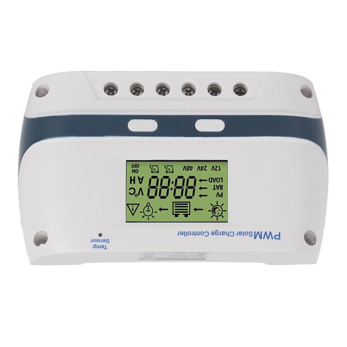 Contrôleur de Charge Solaire PWM 60A 12V 24V 48V Étanche IP32 Paramètres Réglables Compensation de Température Écran LCD beige