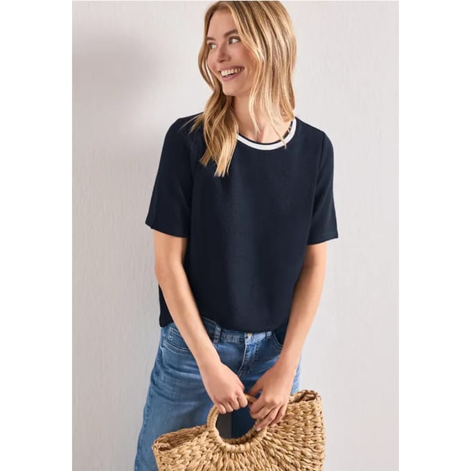 Shirt met gebreide look en ronde hals