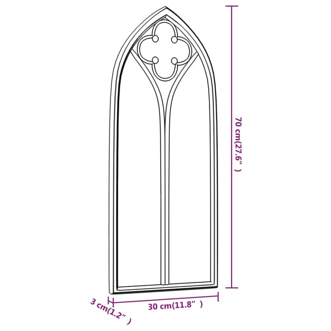 vidaXL - Spiegel - 70x30 - cm - ijzer - zwart