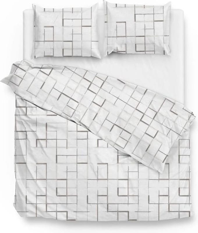 Zo! Home Alois Dekbedovertrek - Flanel - Eenpersoons - 140x200/220 cm - White/Grey