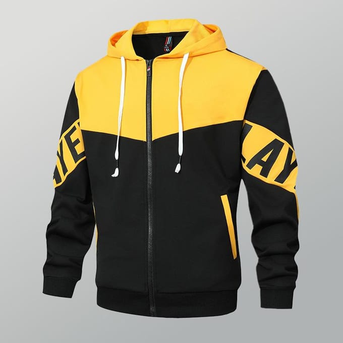Mode Splicing Capuchon Vest Jas Klasse Uniform Groepsuniform Heren- en Dames Lente en Herfst Tops XL yellow