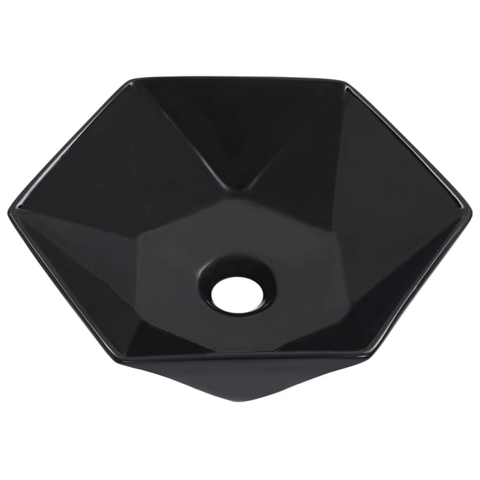 vidaXL - Wastafel - 41x36,5x12 - cm - keramiek - zwart
