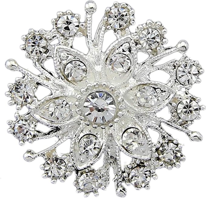 Fako Bijoux® - Broche - Bloem - Kristal - 32x32mm - Zilverkleurig