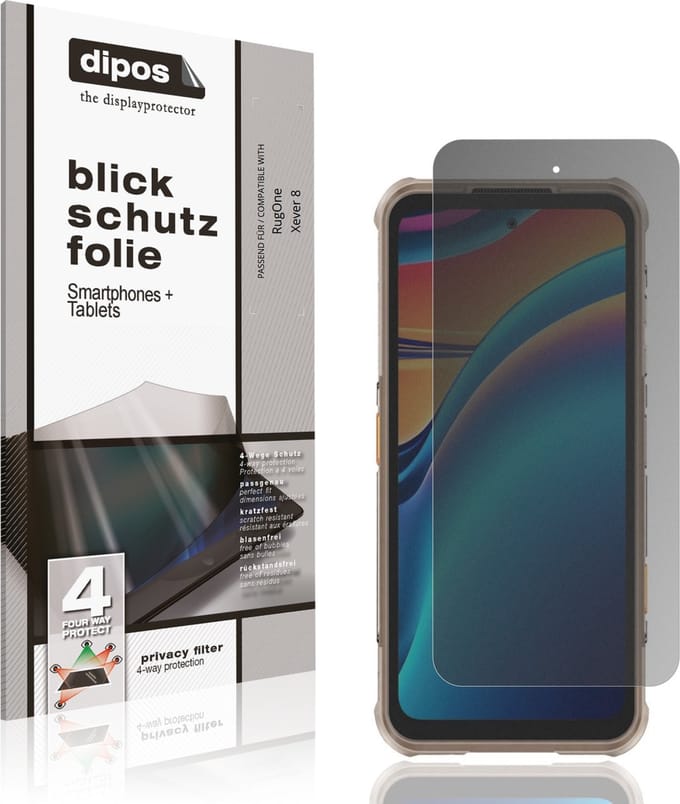 dipos – Matte Privacy Screenprotector geschikt voor RugOne Xever 8 | Anti-Spy Beschermfolie