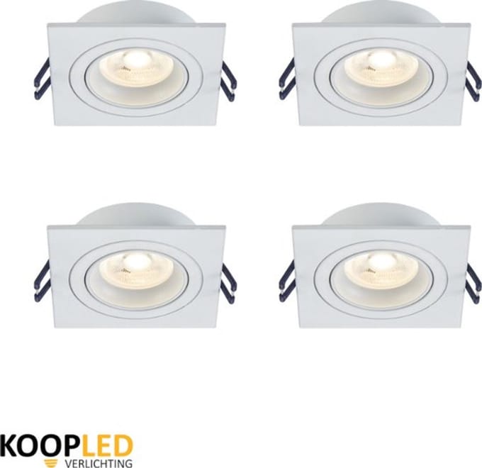 Lichtbron - GU10 Plafondarmatuur - 4 Stuks - Dimbaar - Kantelbaar - Wit - 3000K