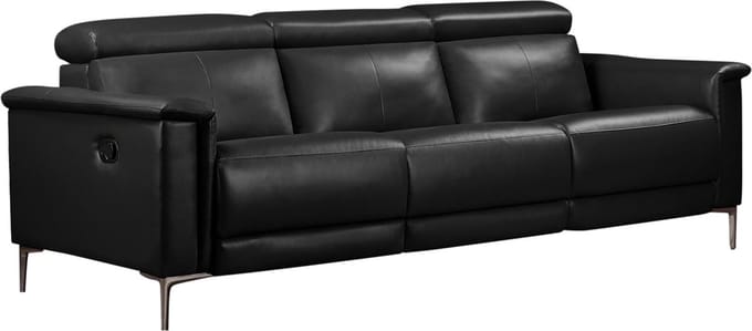 Lund-Sofa 3-zits - 2 Handmatige Relax - Zwart PU