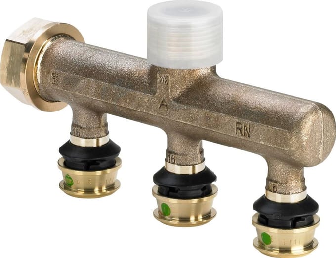Viega Raxofix-verdeler, d 16mm, G 3/4, n 3 siliciumbrons Model 5326.07, 645601