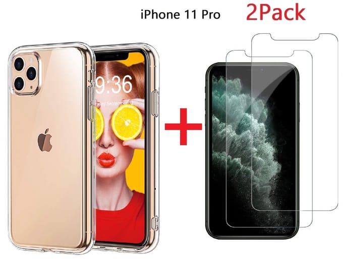 Ntech hoesje Geschikt voor iPhone 11 Pro Transparant Hoesje + 2X Screenprotector