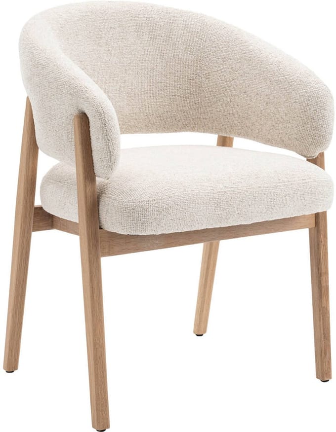 Goossens Eetkamerstoel Hayley - Met Armleuning - Stof - Beige