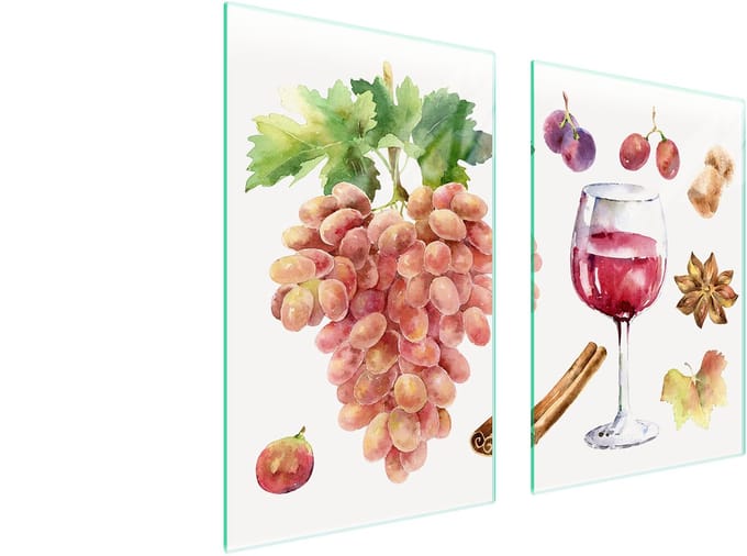 TMK ArtDeko Serie - Snijplank - Glas - 65x52 cm - Wijn