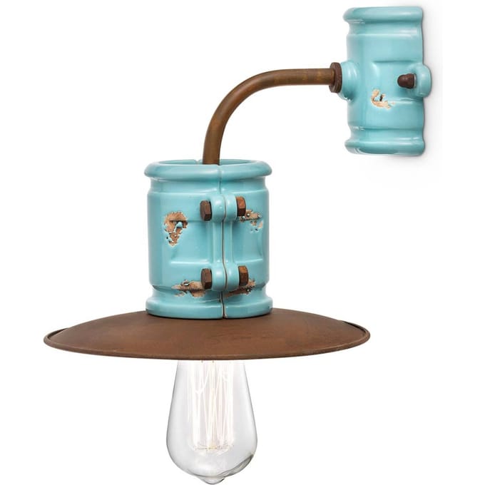 Ferroluce Wandlamp Nicolo in Stil, turkoois
