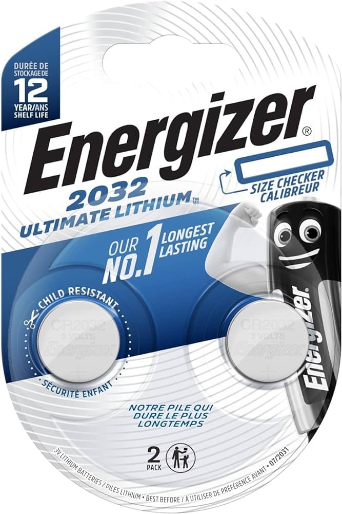 Energizer Ultimate Child Shield 2032 Coin Lithium Batteries (2-Pack)