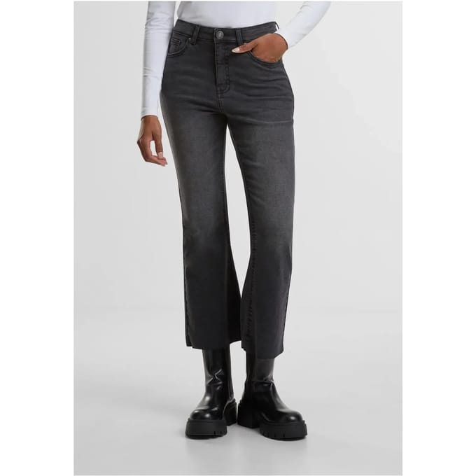 Urban Classics - Cropped Flared Denim Flared jeans - Taille, 29 inch - Zwart