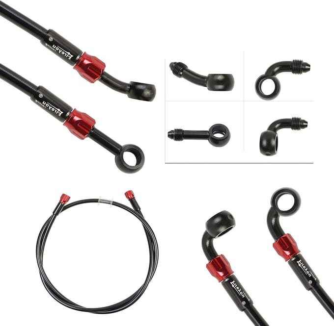 Motorfiets remslang - Hydraulische leiding - Veilige remmen - Verstelbare fittingen - 400-2400 mm - Zwart