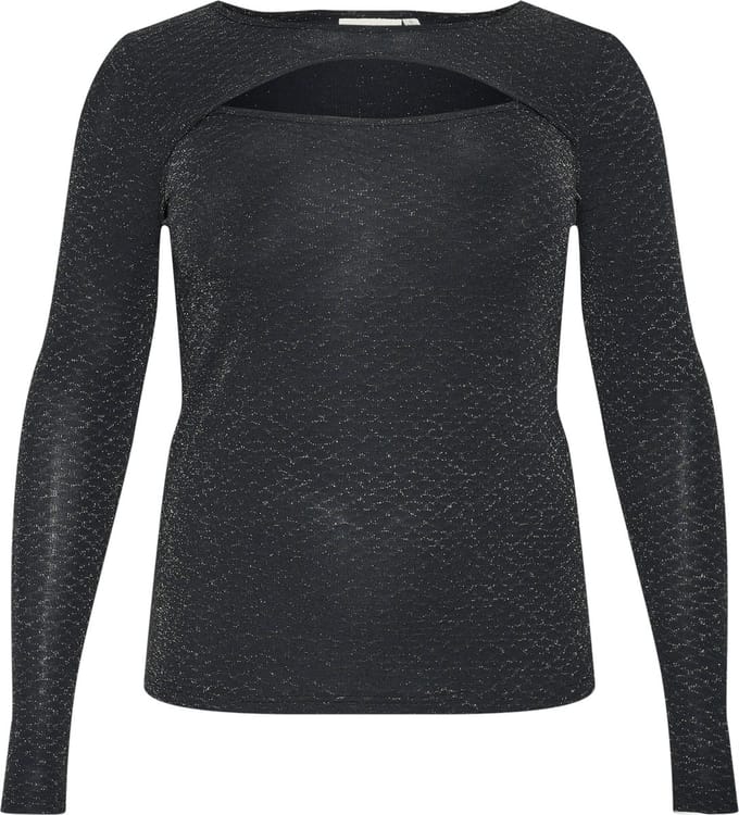 Kaffe Curve KCellia LS Dames Blouse -Black Glitter Jersey