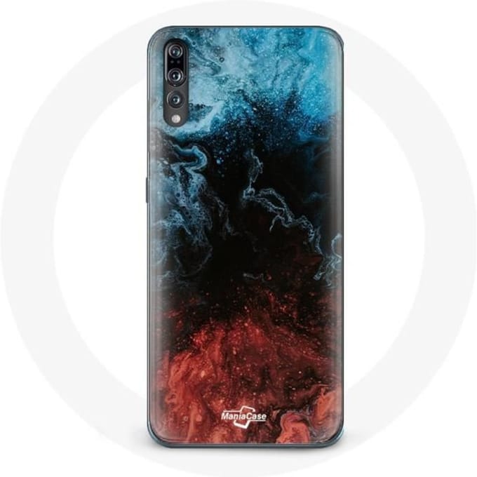 Coque pour Huawei p20 fond de texture abstraite rouge noir bleu