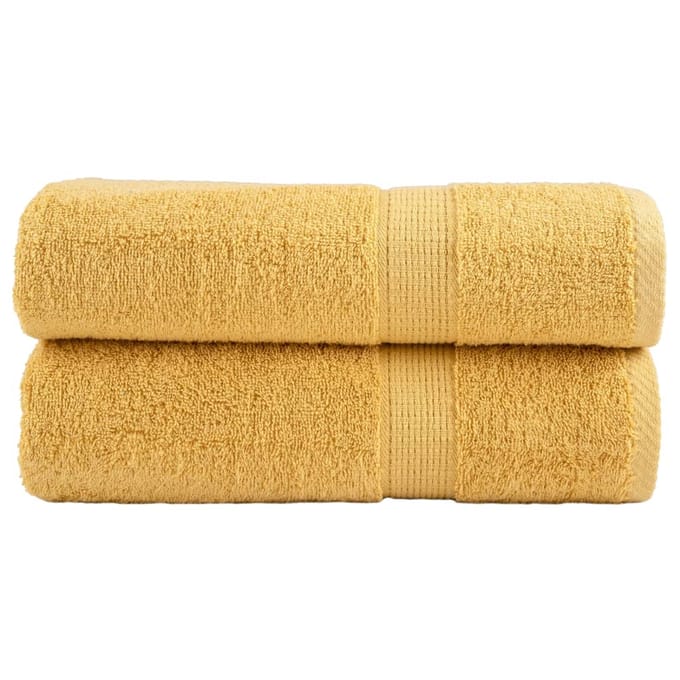 vidaXL - Badhanddoeken - SOLUND - 2 - st - 600 - g/m² - 70x140 - cm - goudkleurig