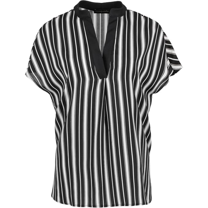 Mouwloze blauw-wit gestreepte top