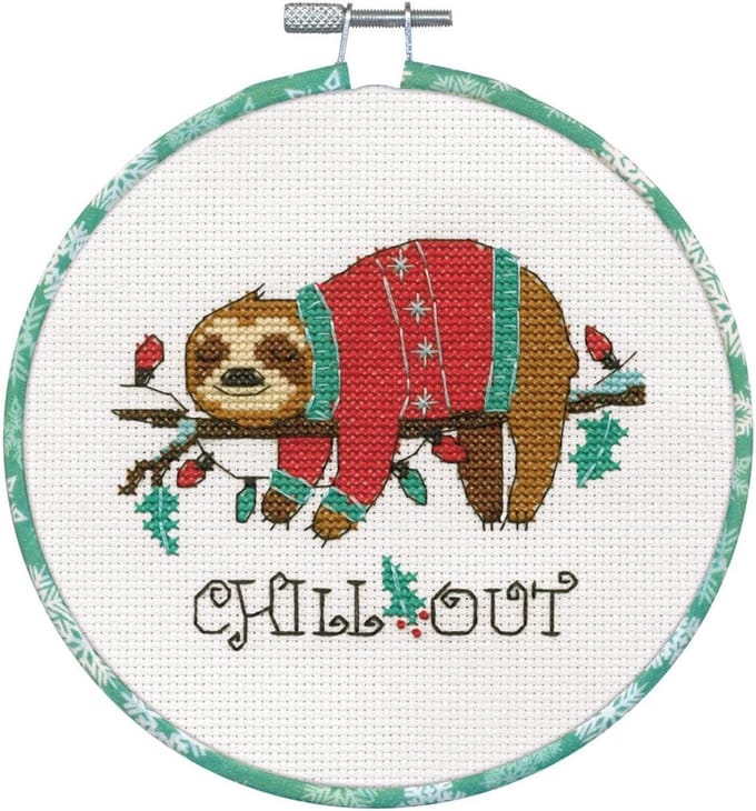 Dimensions Christmas Sloth borduren (pakket) inclusief borduurring