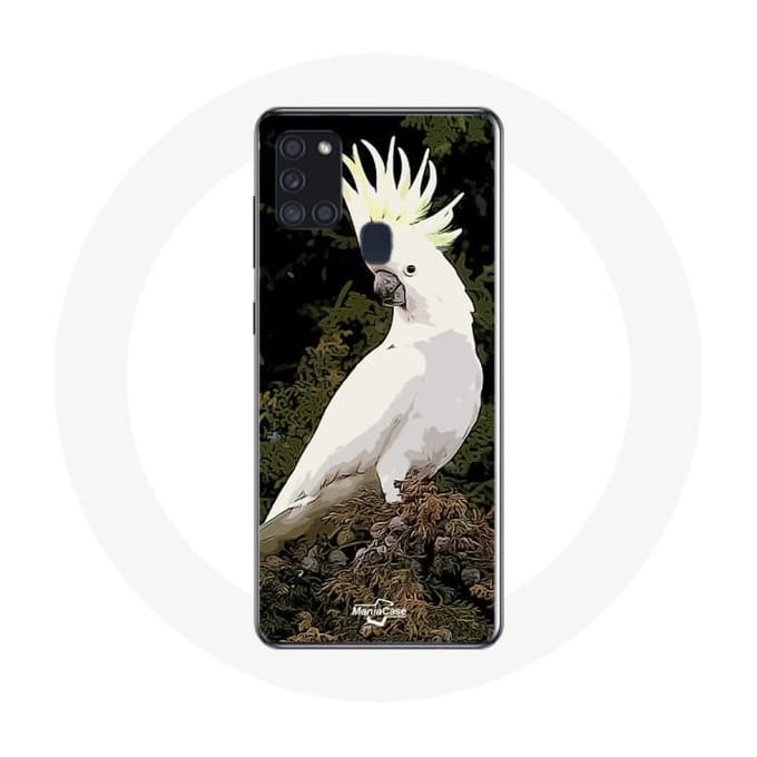Coque - Samsung - Galaxy A21S - Souple - Blanc - Perroquets blanc