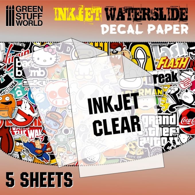 GreenStuffWorld Decal Paper - Clear Waterslide Inkjet Decal Papier - 5xA4