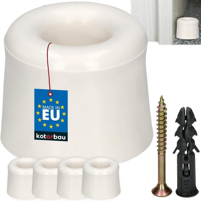 Deurstoppers Set - Vloerhouders - Deuren Stoppen - Vast te Schroeven - 27 mm Hoog - Wit