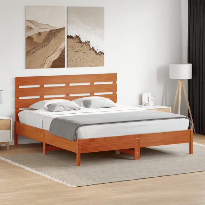 vidaXL - Hoofdbord - 135 - cm - massief - grenenhout - wasbruin