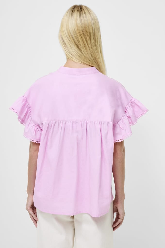 French Connection Sindey Cotton Half Placket Shi Violet Pink Größe: L | Blusen Outlet | Damen | Rosa